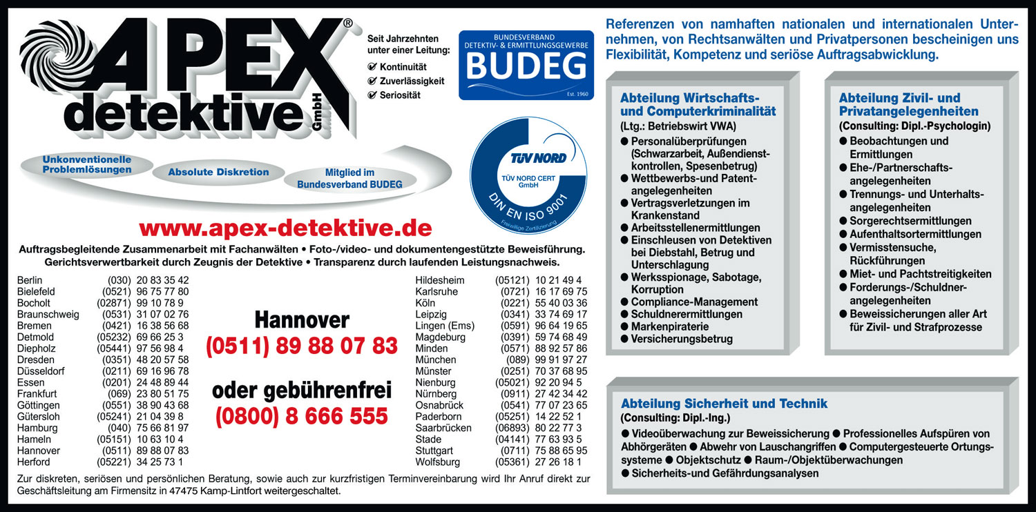 Detektei APEX Detektive GmbH Hannover in Hannover - Logo